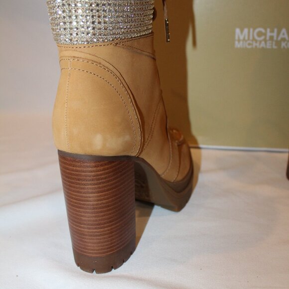Michael Kors Tan Ankle Boots with Gold Accents - Picture 5 of 7